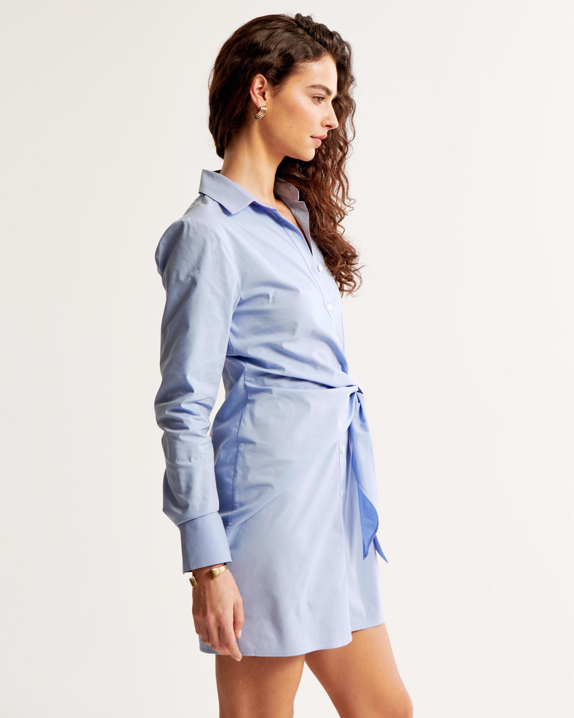 Long-Sleeve Wrap Shirt Dress Product Image