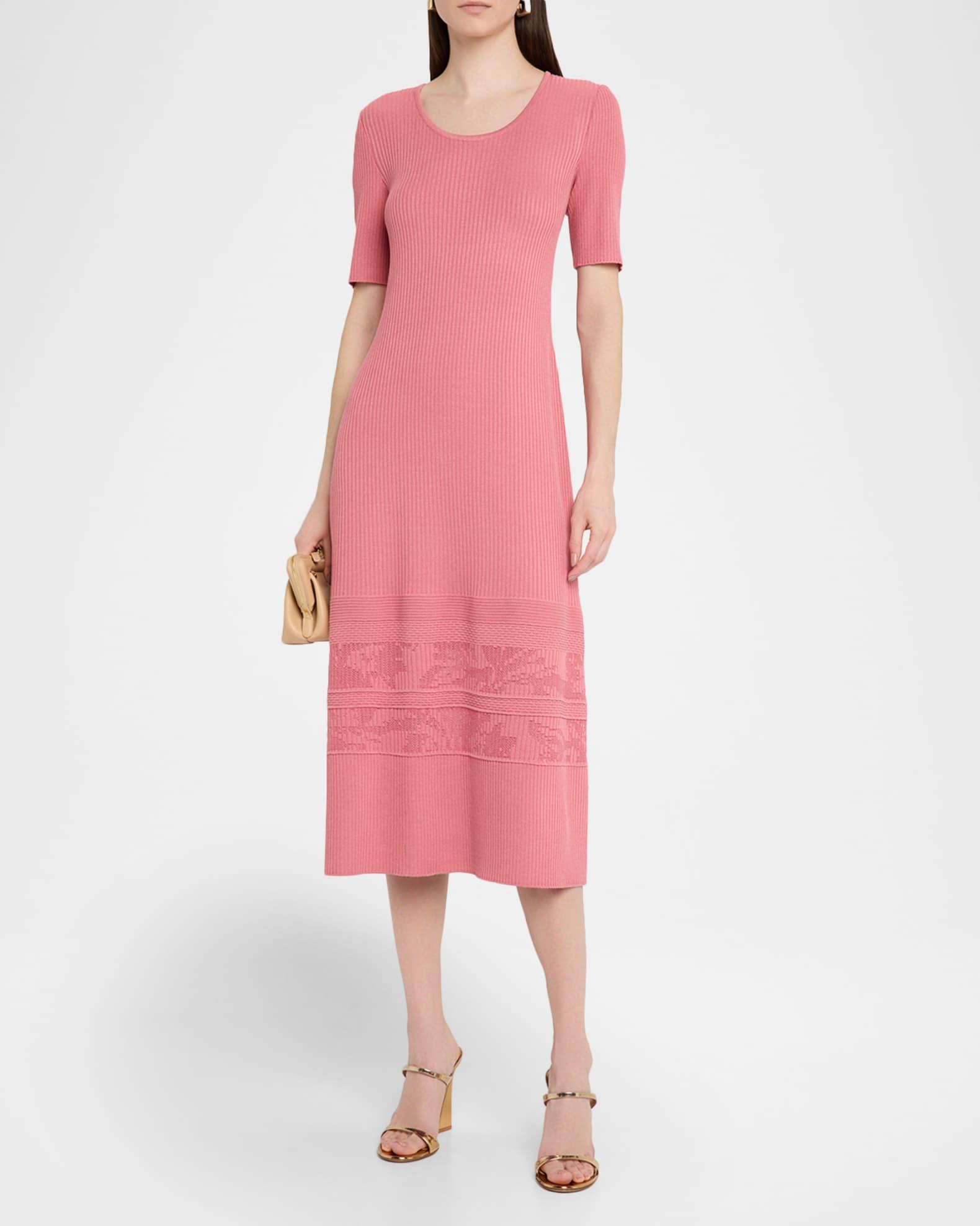 A-Line Ribbed Soft Knit Midi Dress Product Image