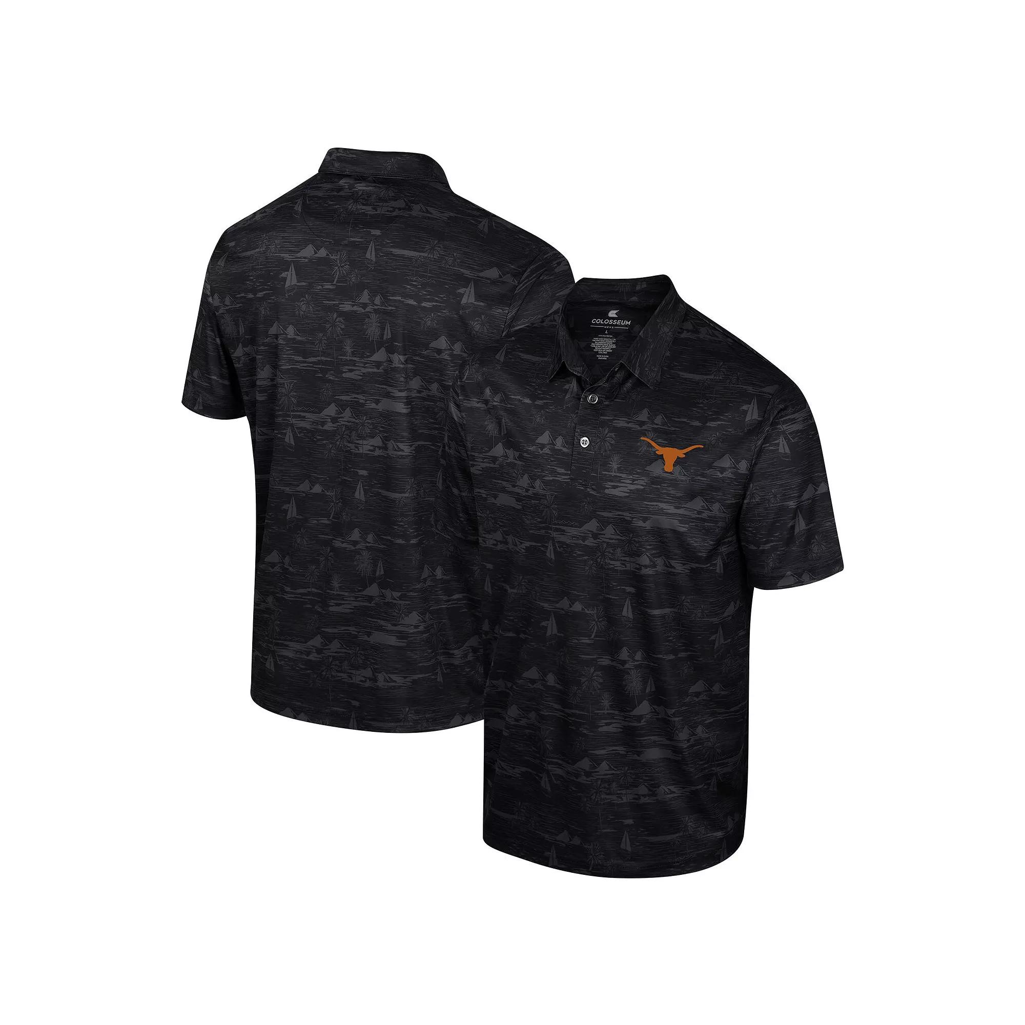 Men's Colosseum Black Texas Longhorns Daly Print Polo,  Product Image