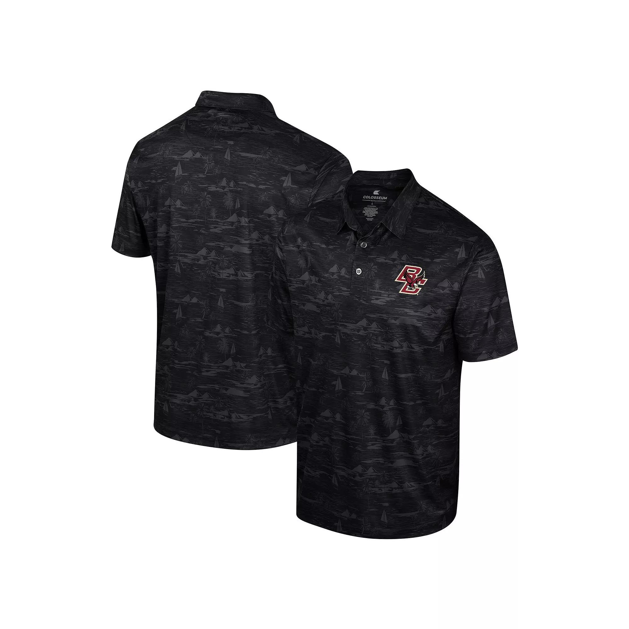 Men's Colosseum Black Texas Longhorns Daly Print Polo,  Product Image
