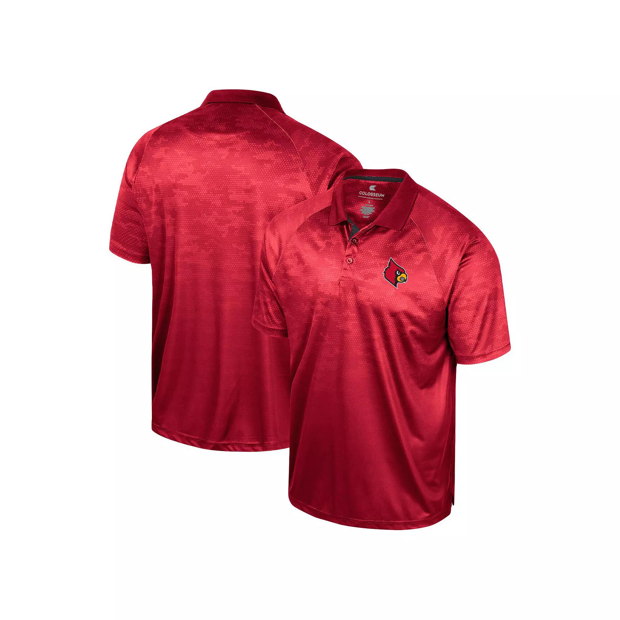 Men's Colosseum Red Louisville Cardinals Honeycomb Raglan Polo,  Product Image
