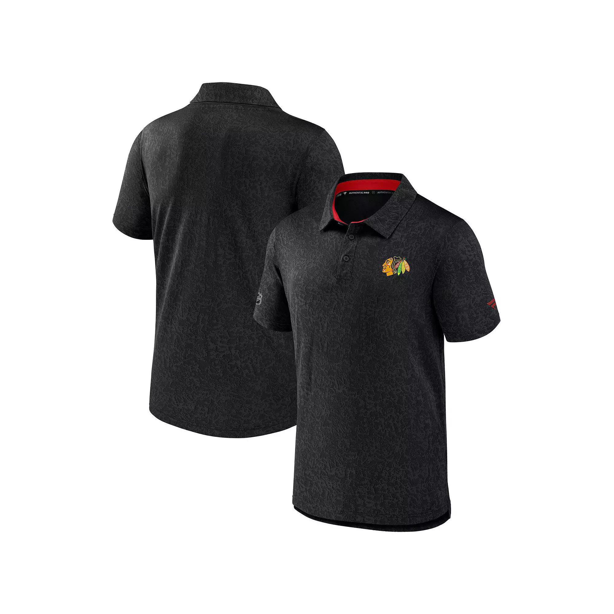 Men's Fanatics Black Chicago Blackhawks Jacquard Polo,  Product Image