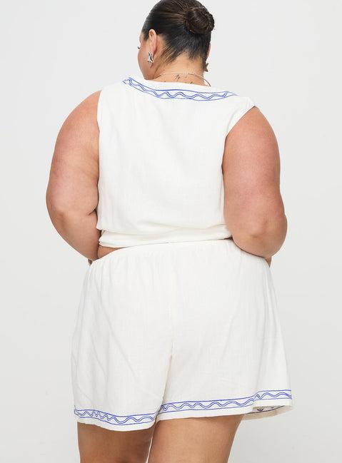 Sun And Palm Trees Vest Set White / Blue Curve Product Image