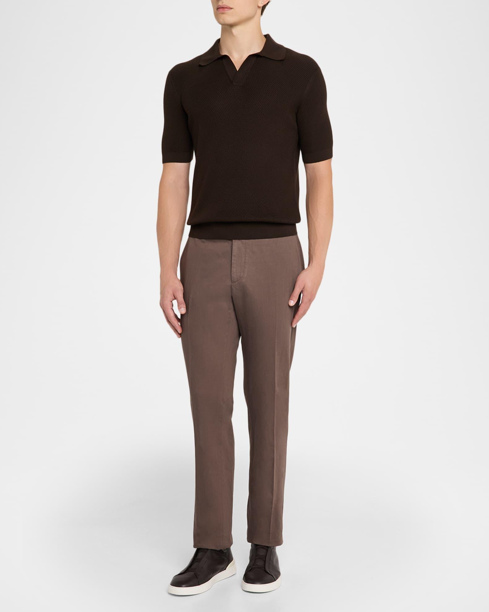 Men's Textured Johnny Collar Short-Sleeve Polo Sweater Product Image