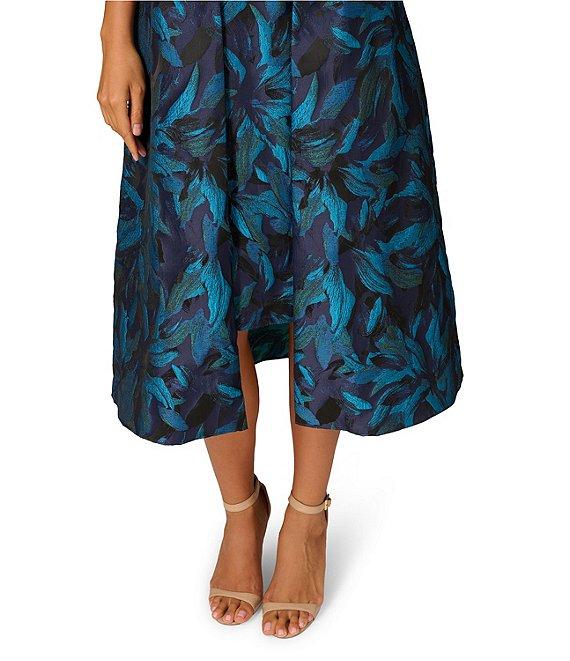 Aidan Mattox Floral Jacquard Strapless Sleeveless Flared Skirt A-Line Dress Product Image