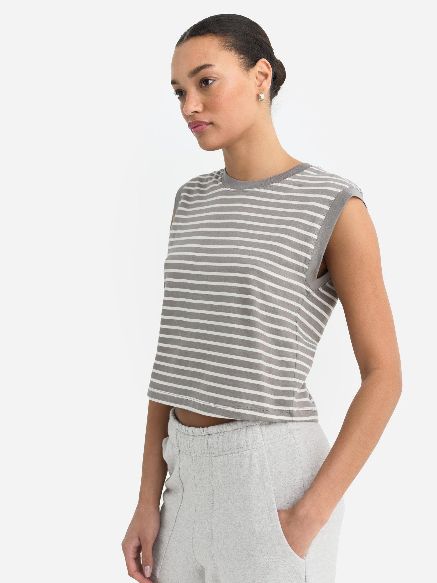 Organic Cotton Striped Muscle Tank Female Product Image