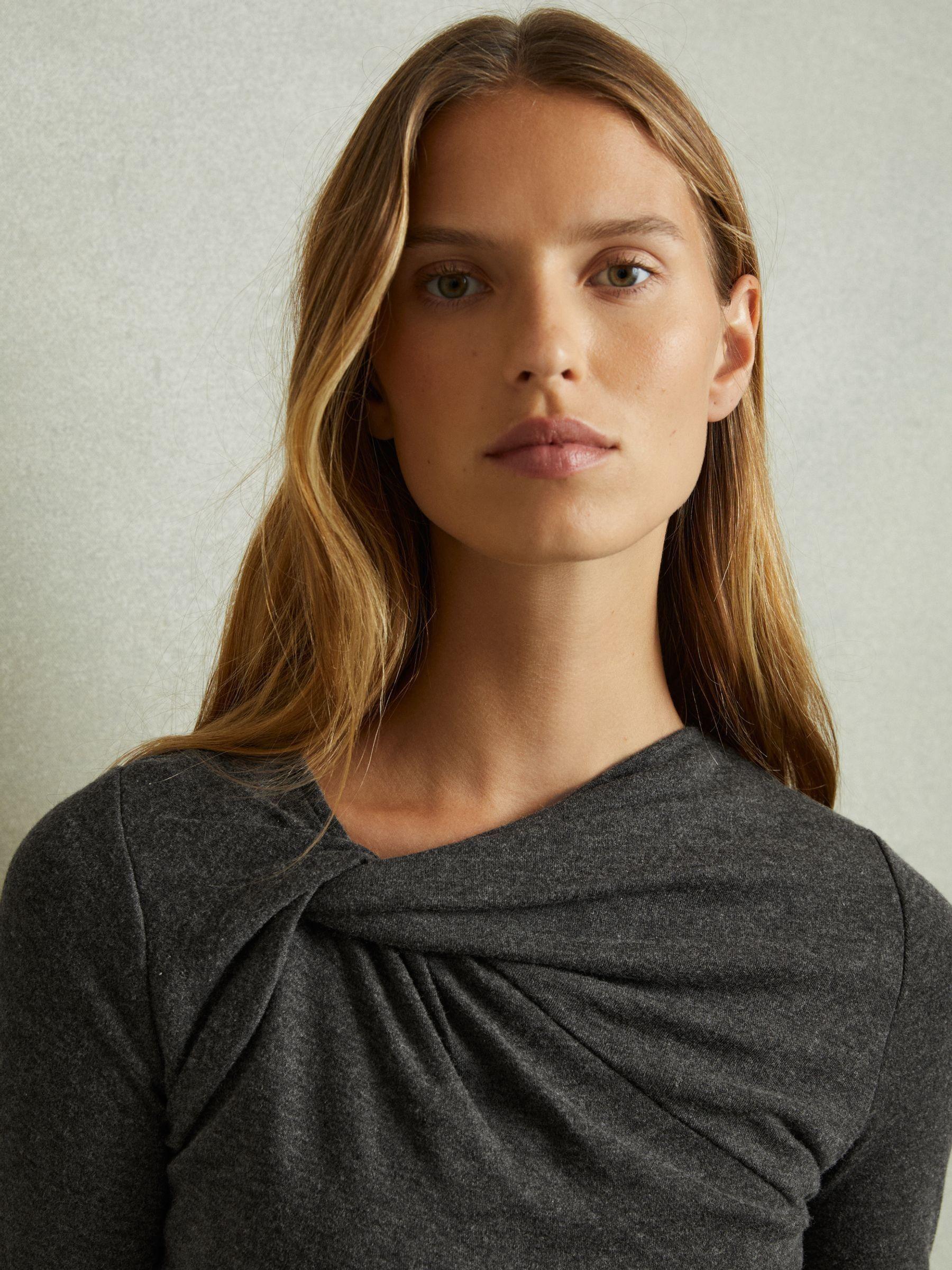 Knitted Twist Detail Mini Dress in Grey Product Image