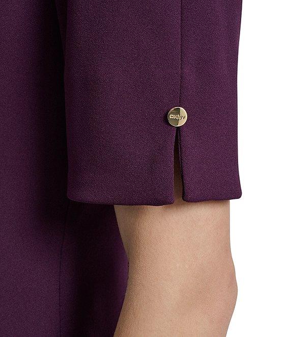 DKNY by Donna Karan Scuba Crepe Short Sleeve Button Wrap Dress Product Image