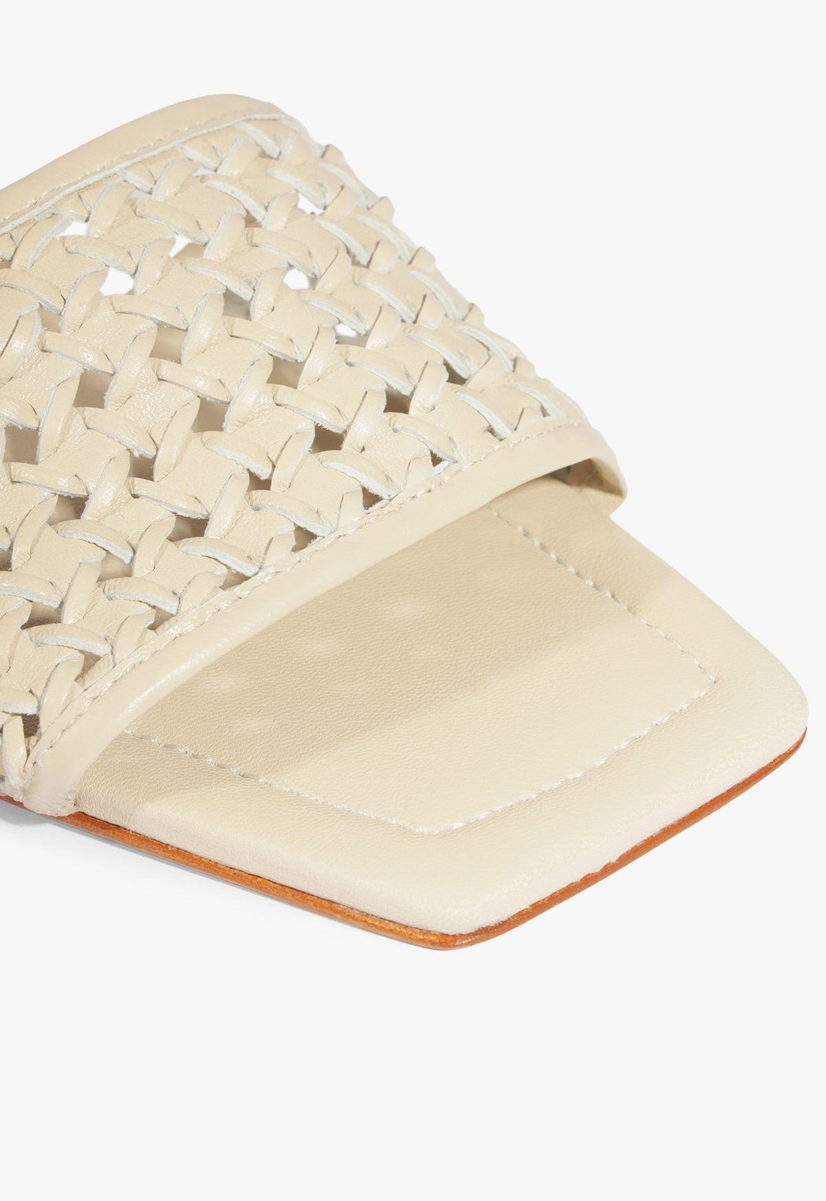 Juliet White Leather Flat Sandal Product Image