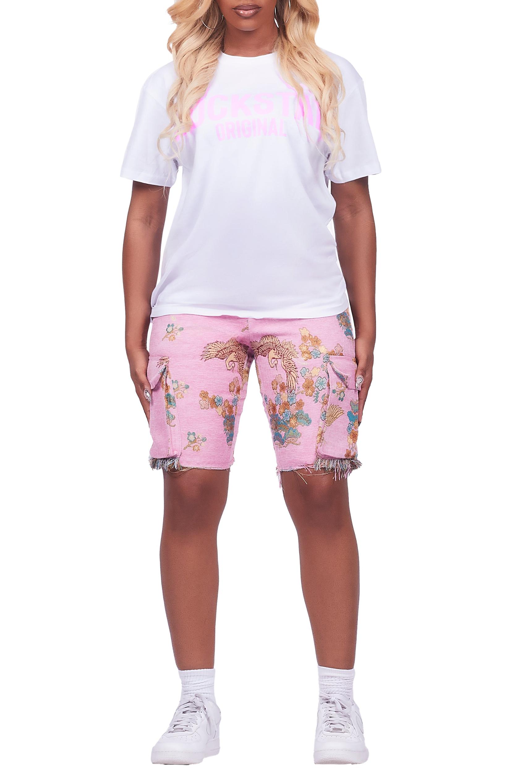Vatasha White/Pink T-Shirt Short Set Female Product Image