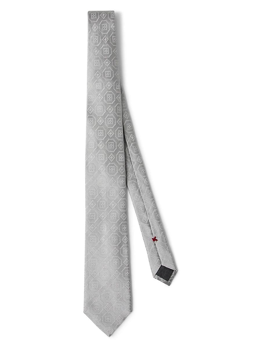 Mens Silk Tie with Geometric Pattern Product Image