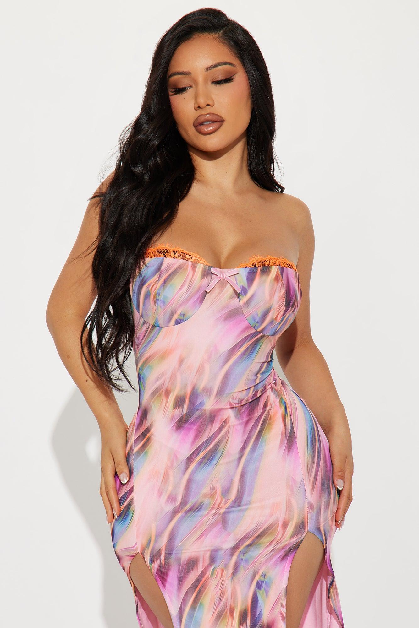 Louella Mesh Petite Maxi Dress - Pink/combo Product Image