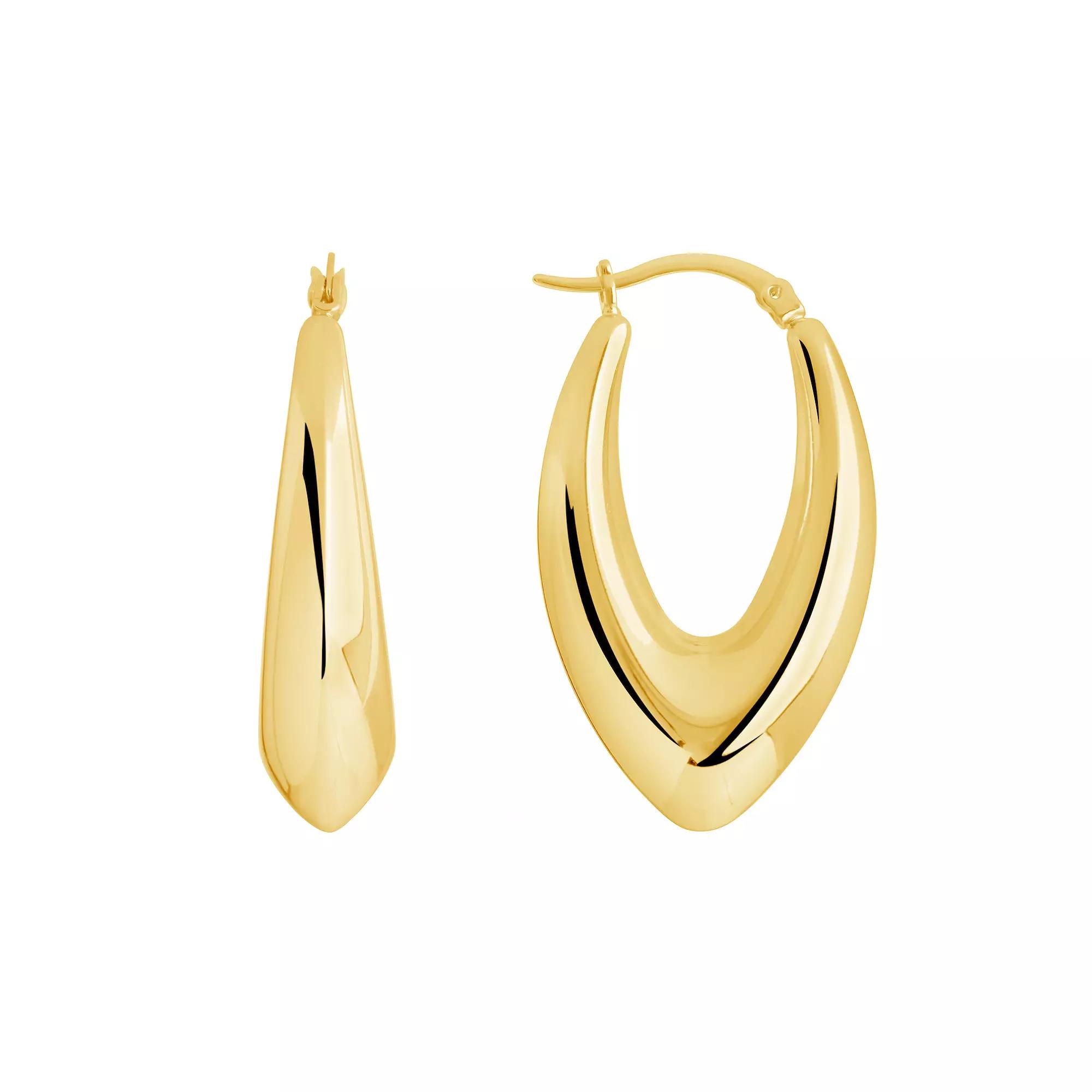 MC Collective V-Drop Hoop Earrings, Women's, Silver Tone Product Image