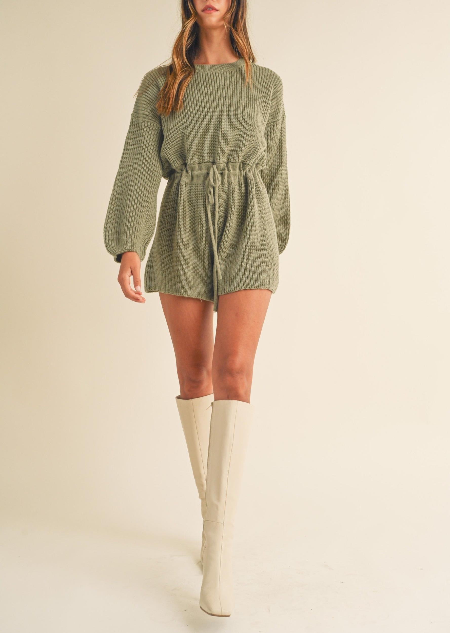 Long Sleeves Sweater Romper Product Image