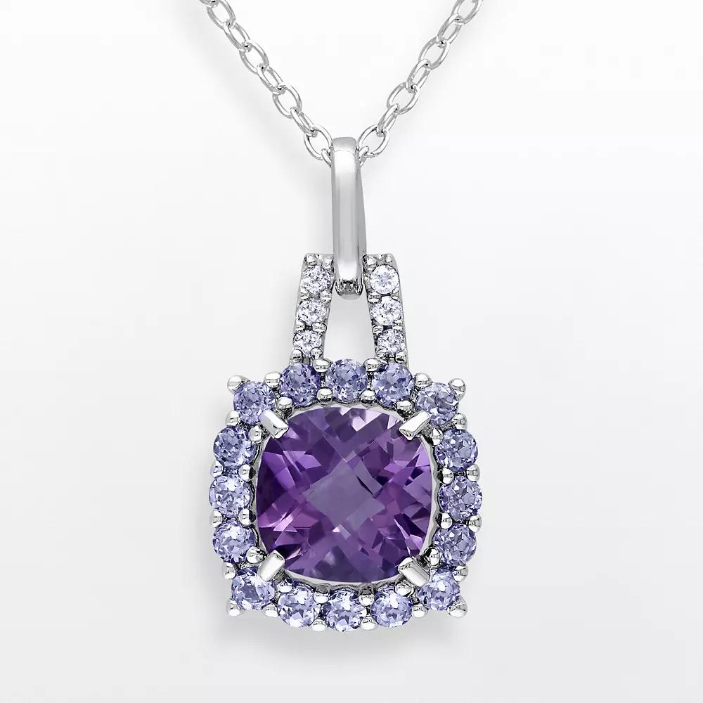 Stella Grace Sterling Silver Amethyst, Tanzanite and Diamond Accent Frame Pendant, Women's,  Product Image
