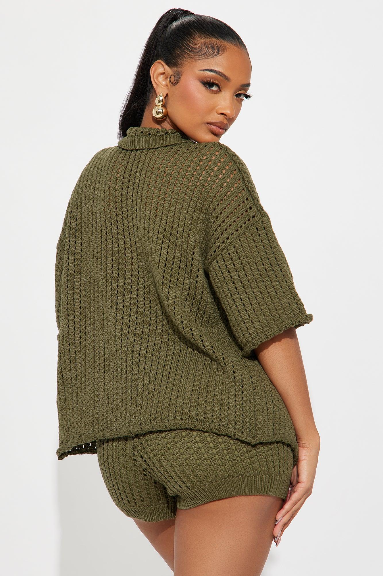 Sandy Crochet Short Set - Olive Female Product Image