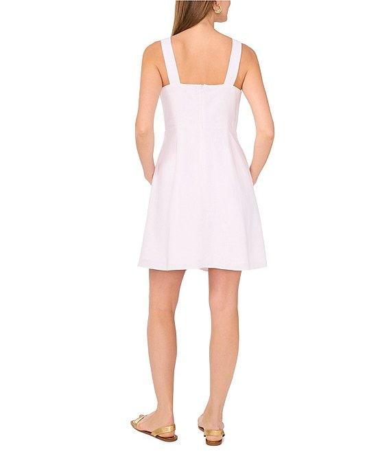 Vince Camuto Woven Square Neck Sleeveless A-Line Dress Product Image