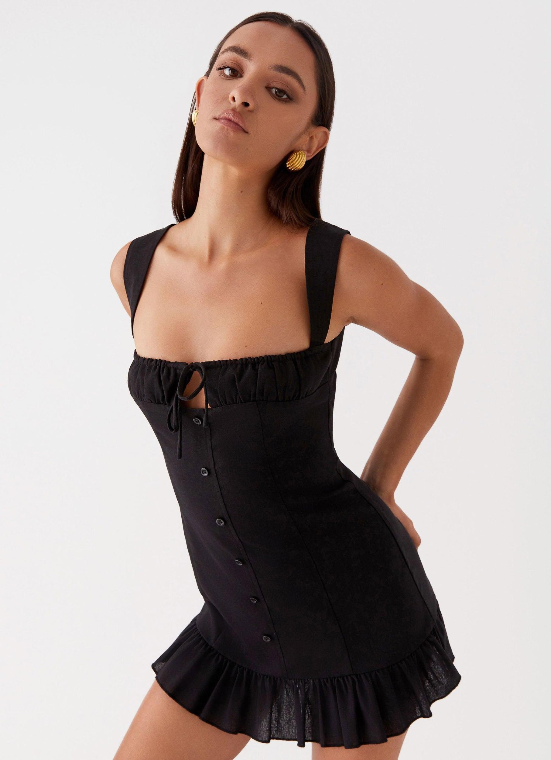 Kamielle Frill Mini Dress - Black Product Image
