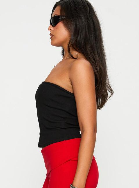 Baseline Strapless Rib Top Black Product Image