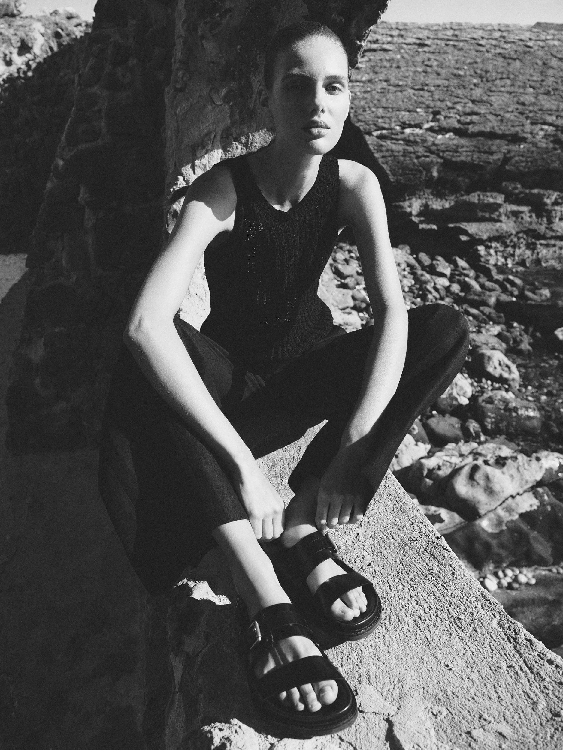 Flat slider sandals with buckles Product Image