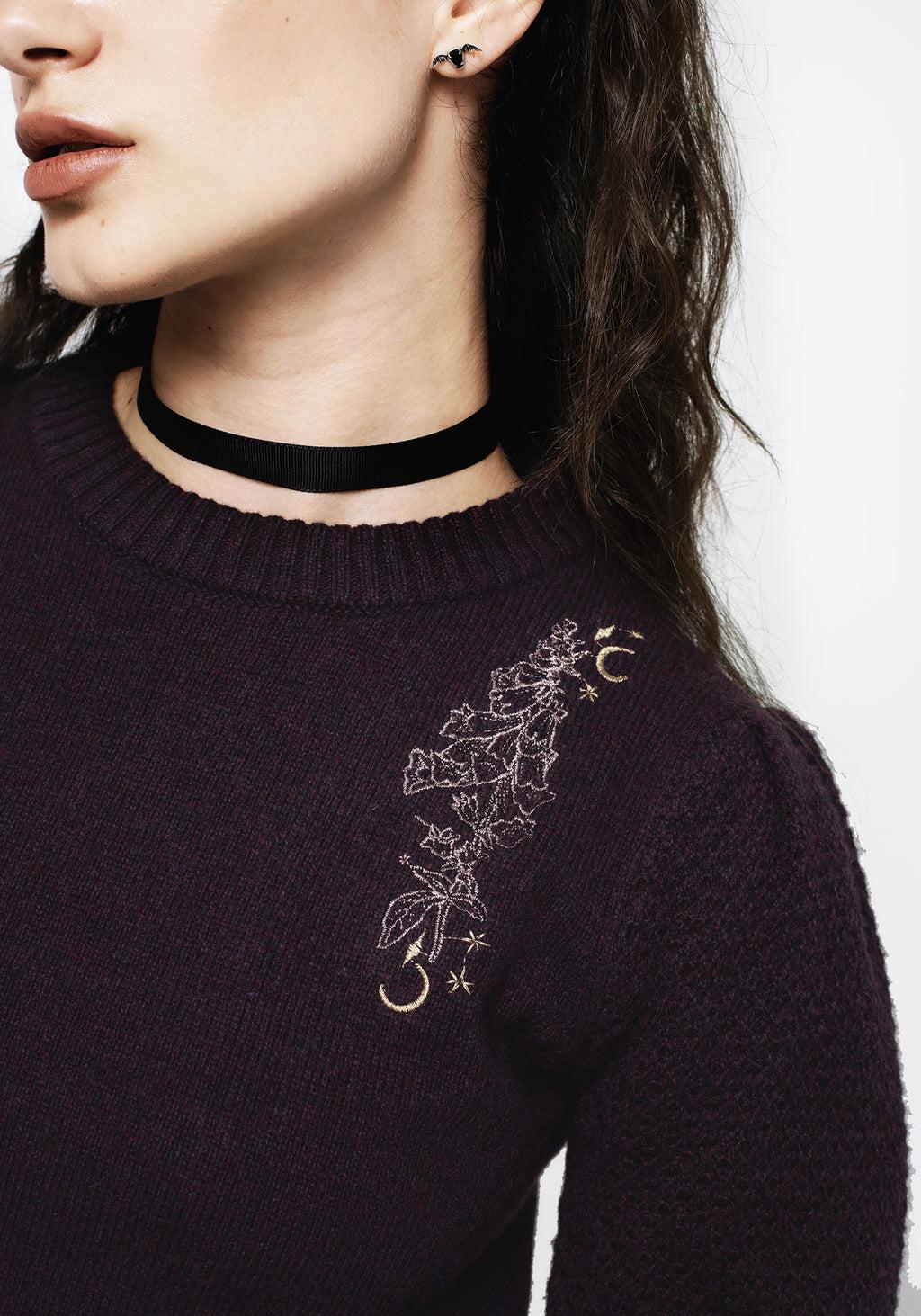 Foxglove Embroidered Knit Sweater Product Image