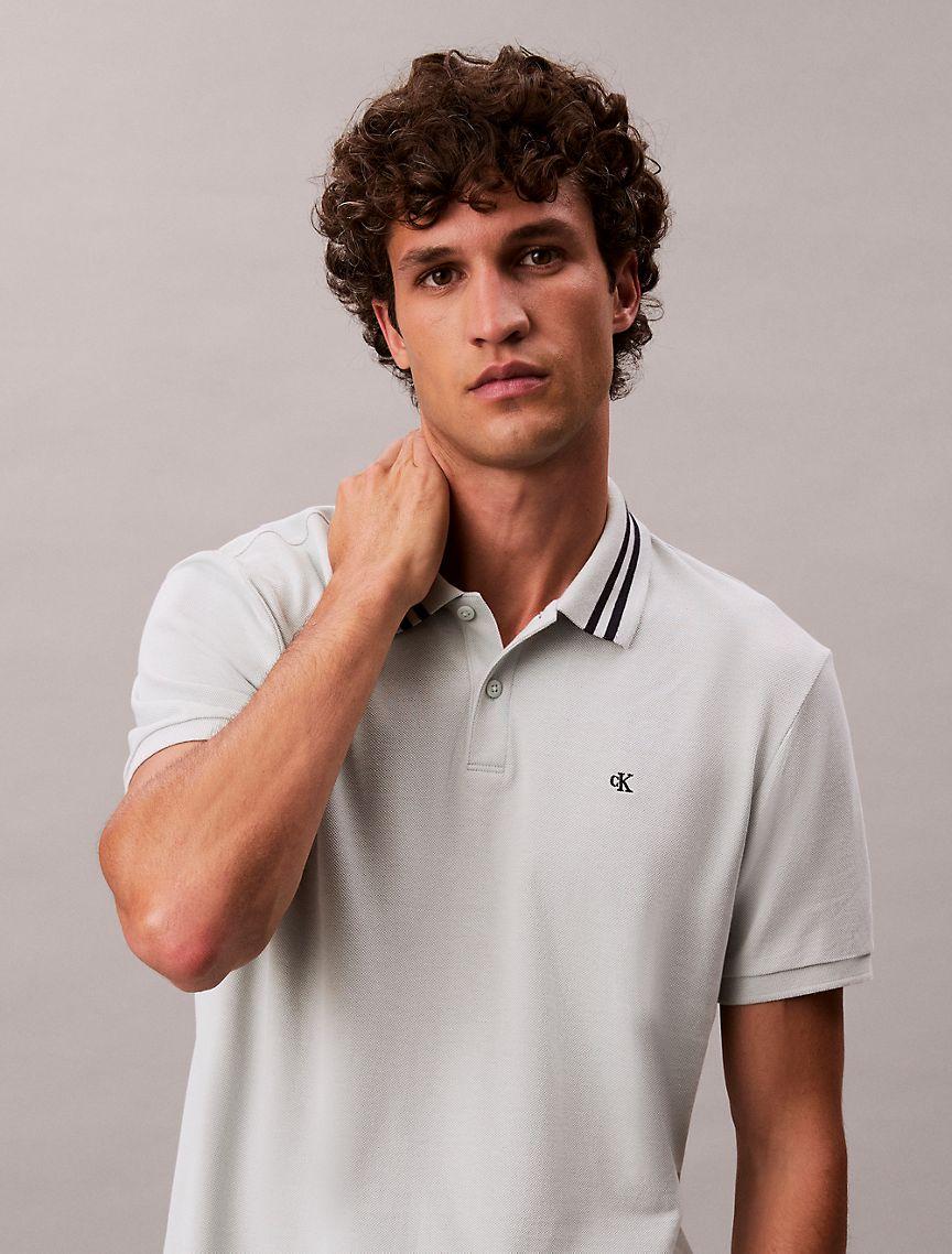 Monogram Logo Pique Tipped Classic Polo Shirt Product Image