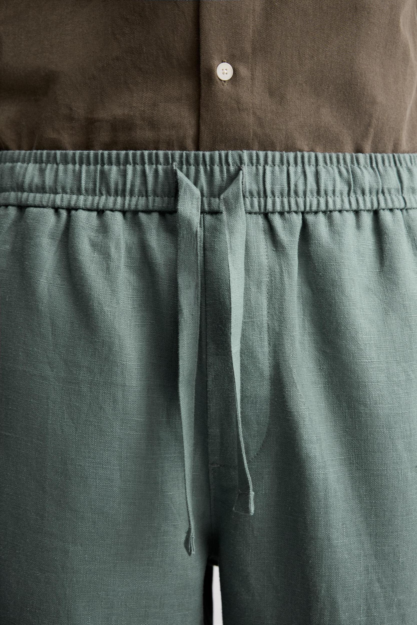 100% LINEN REGULAR FIT PANTS Product Image