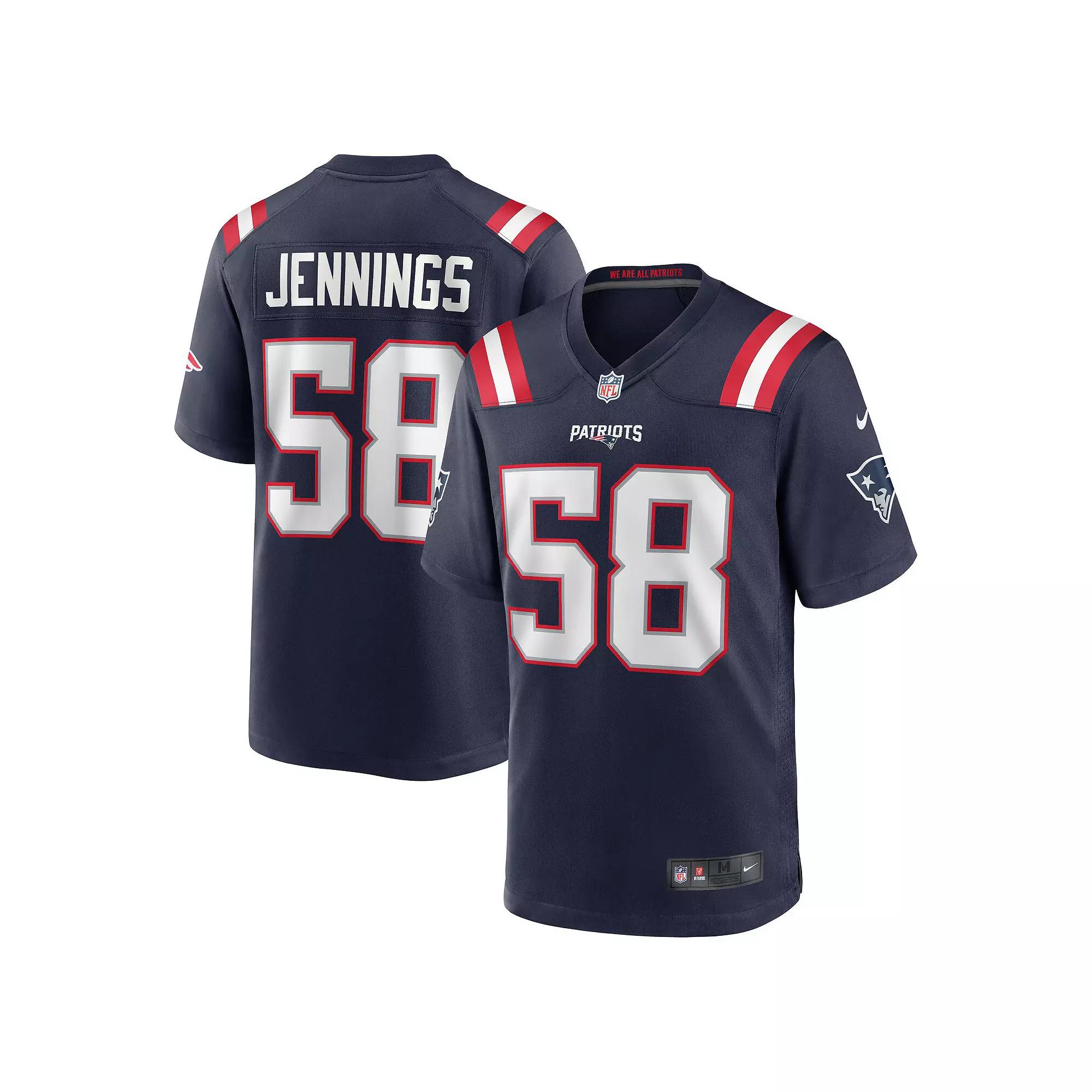 Men's Nike Anfernee Jennings Navy New England Patriots Team Game Jersey, Size: 4XL, Blue Product Image
