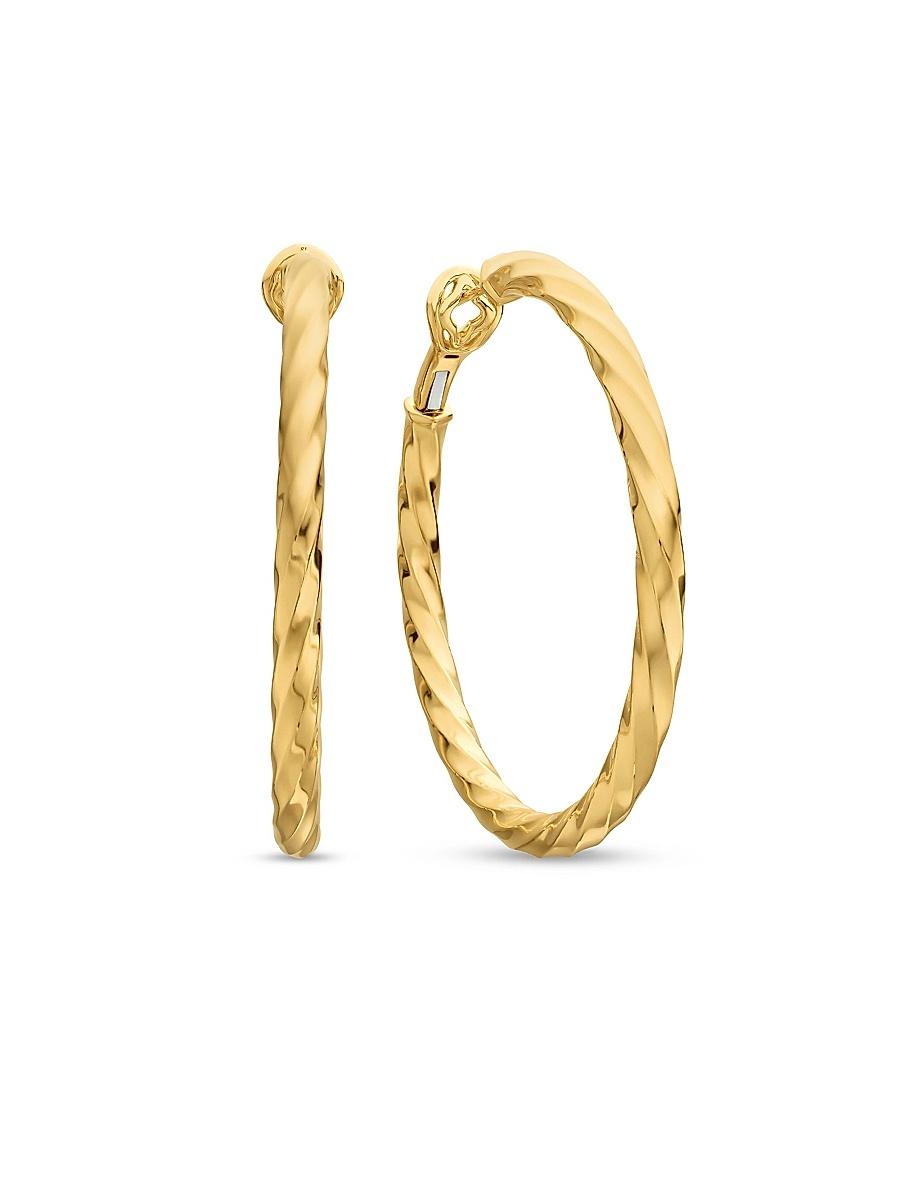 David Yurman Cable Edge Hoop Earrings in Recycled 18K Yellow Product Image