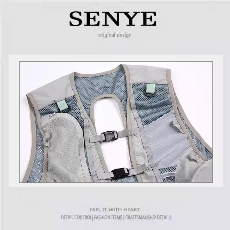 V-Neck Panel Mesh Crop Buckle Cargo Vest Product Image