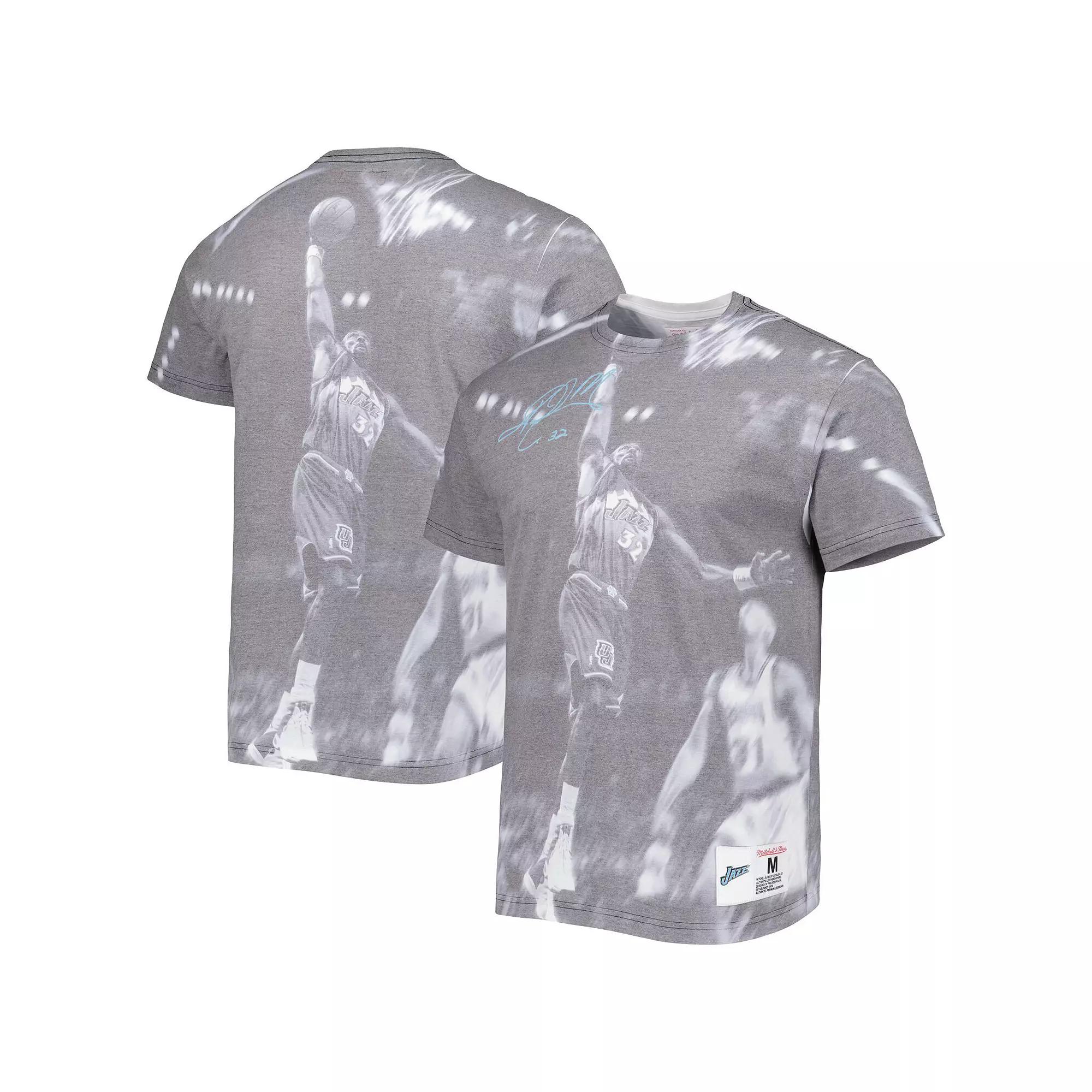 Men's Mitchell & Ness Karl Malone Heather Gray Utah Jazz Above The Rim T-Shirt,  Product Image