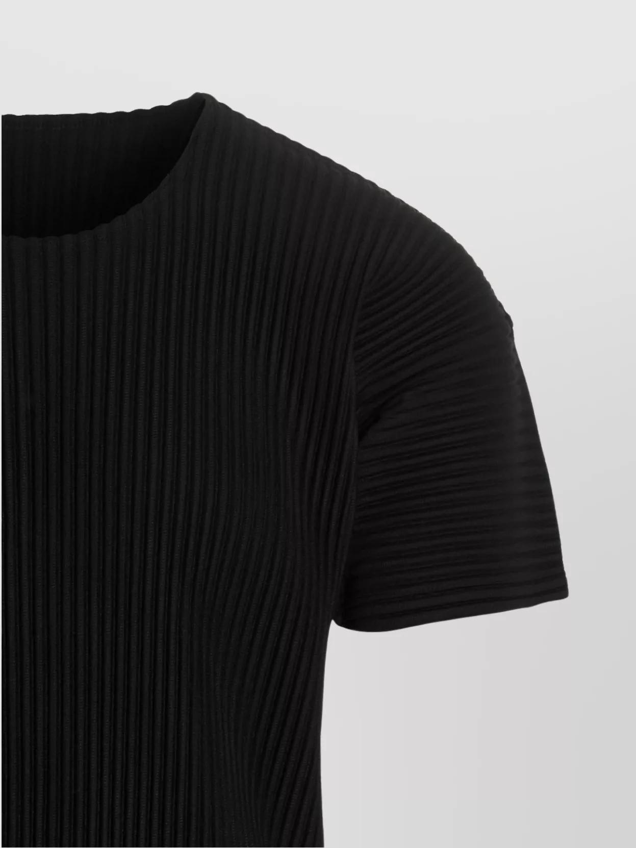 ISSEY MIYAKE Ribbed Crew Neck Short Sleeve T-shirt In Black Product Image