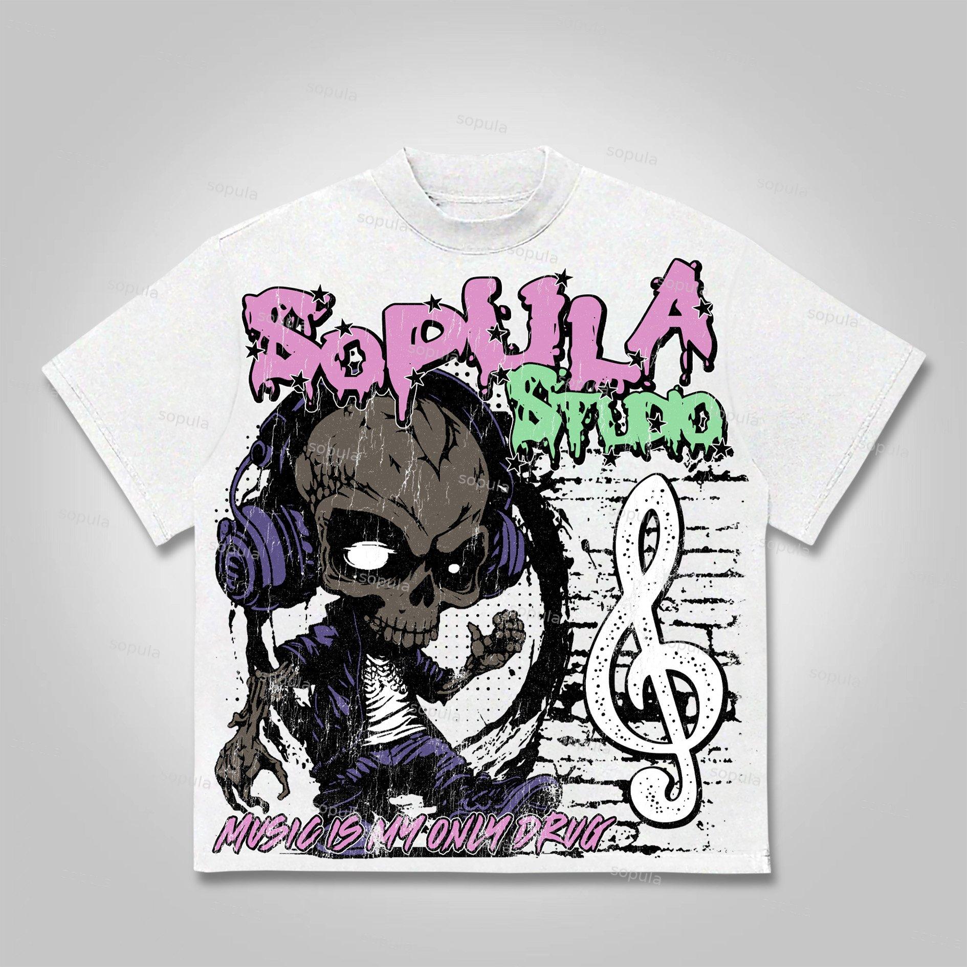Sopula Music Is My Only Drug Cotton T-shirt Product Image