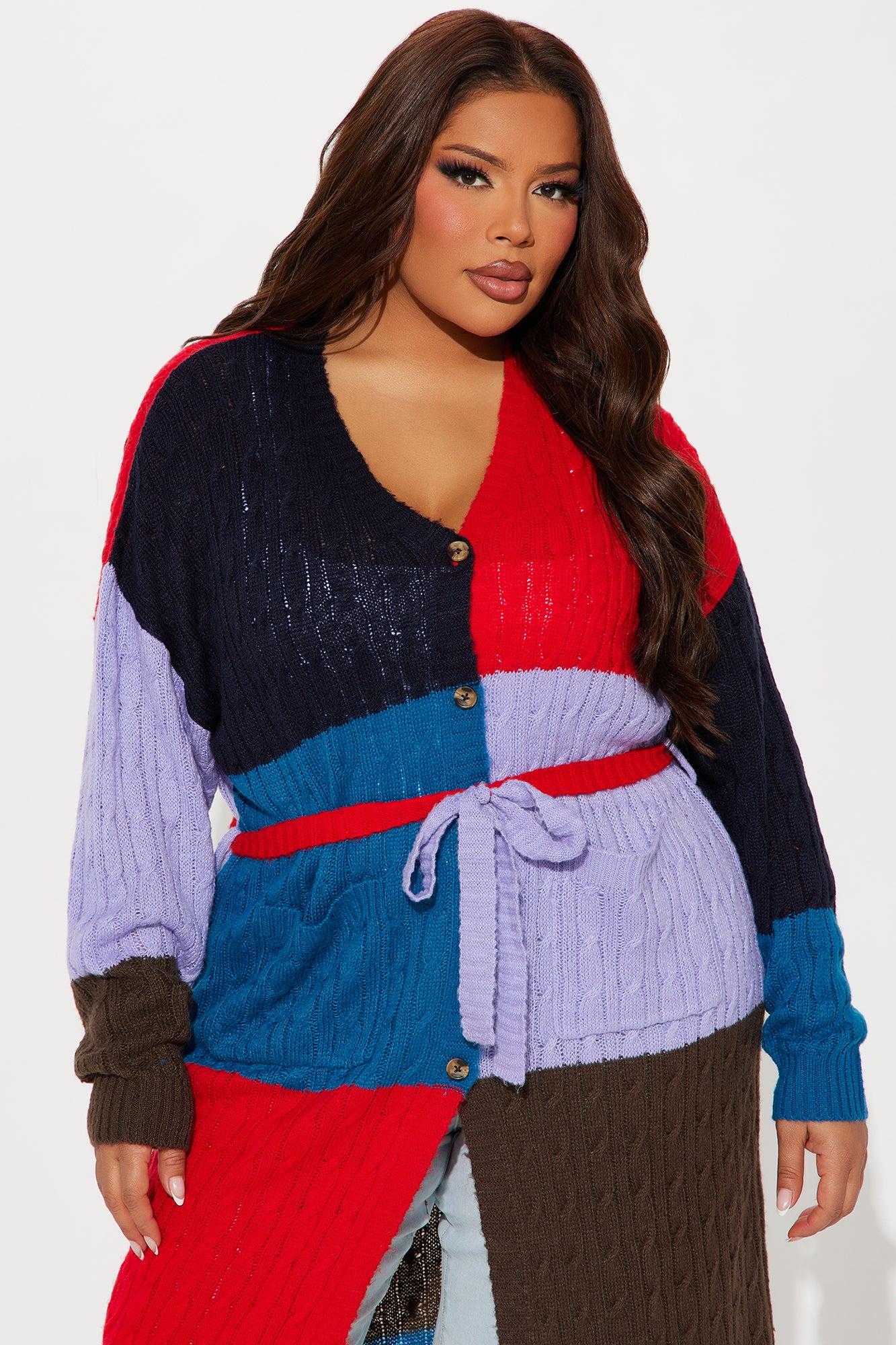 On The Go Color Block Cardigan - Multi Color Product Image