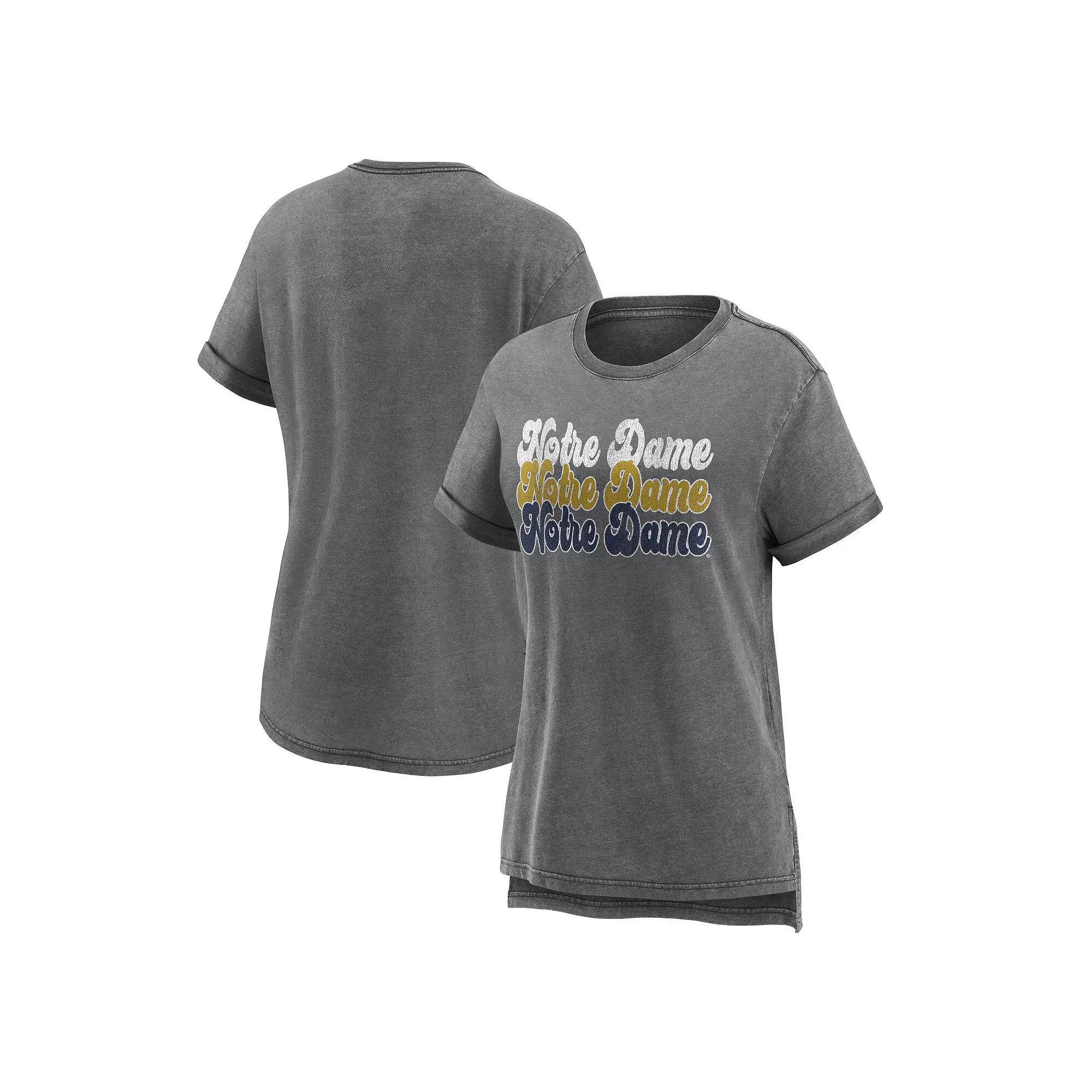 Women's Fanatics  Gray Notre Dame Fighting Irish True Classics Washed Fashion T-Shirt, Size: Large, Grey Product Image
