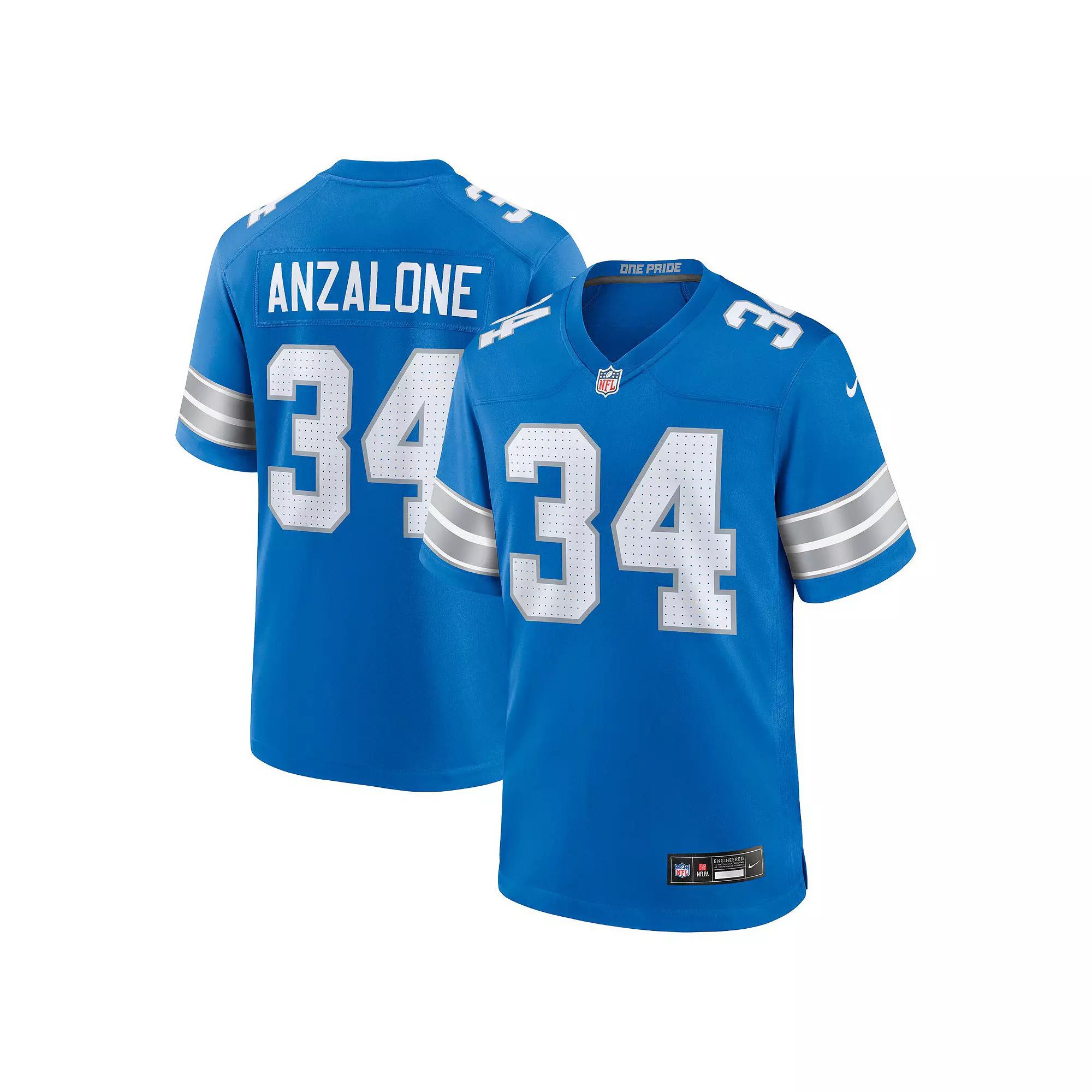 Men's Nike Alex Anzalone Blue Detroit Lions Game Jersey,  Product Image
