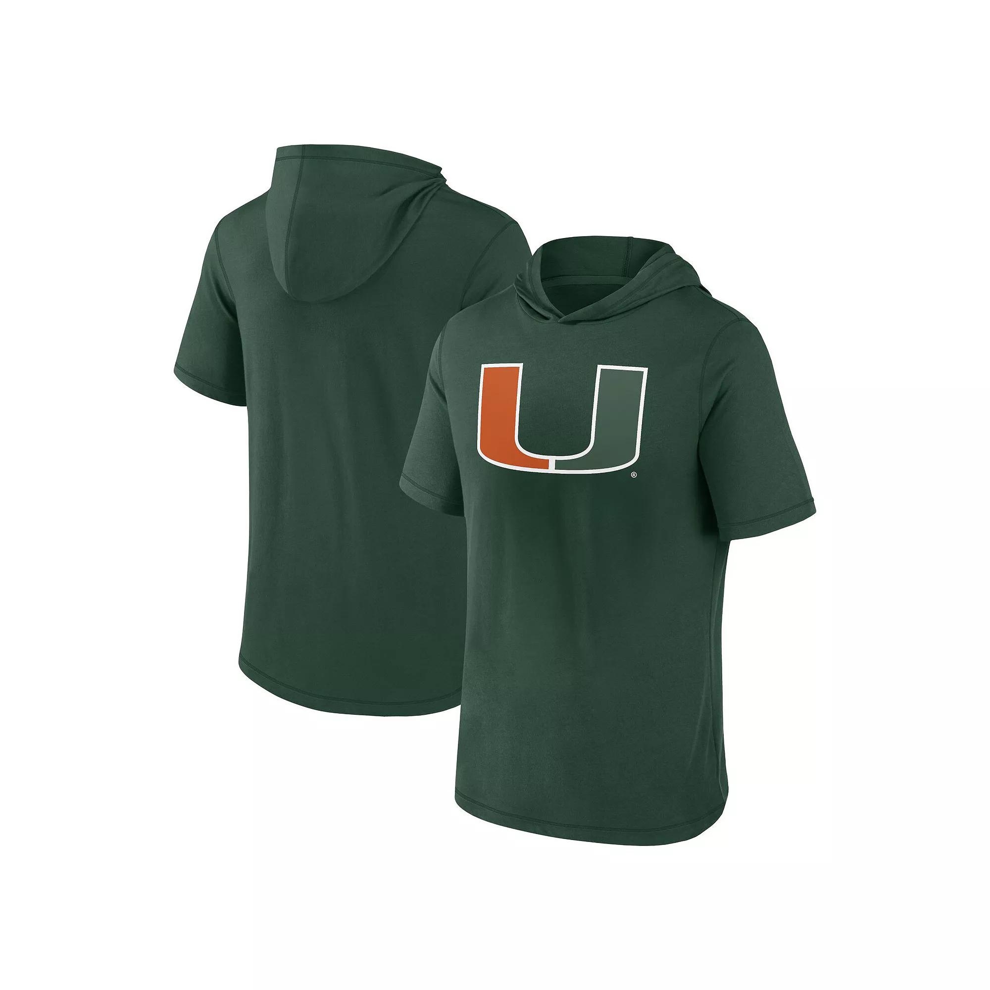 Men's Fanatics Branded  Green Miami Hurricanes Primary Logo Hoodie T-Shirt, Size: Large Product Image