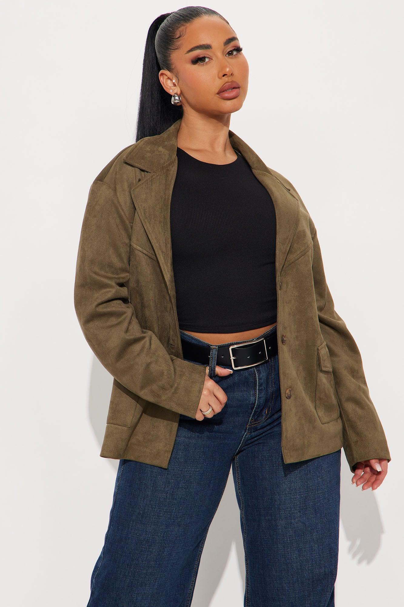 Everyday Casual Faux Suede Shacket - Olive Product Image