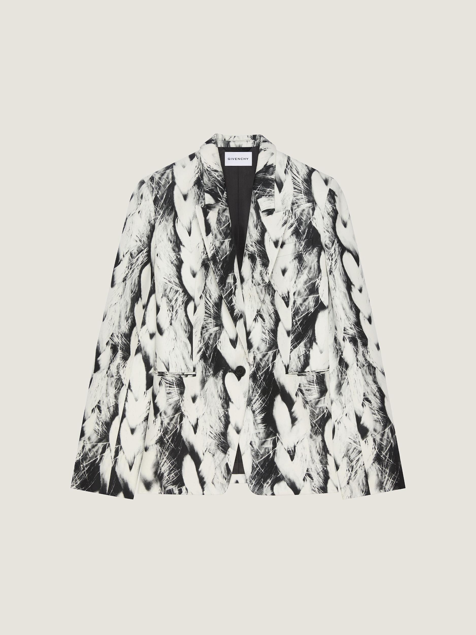 Boxy single breasted jacket in wool with Hair print Product Image