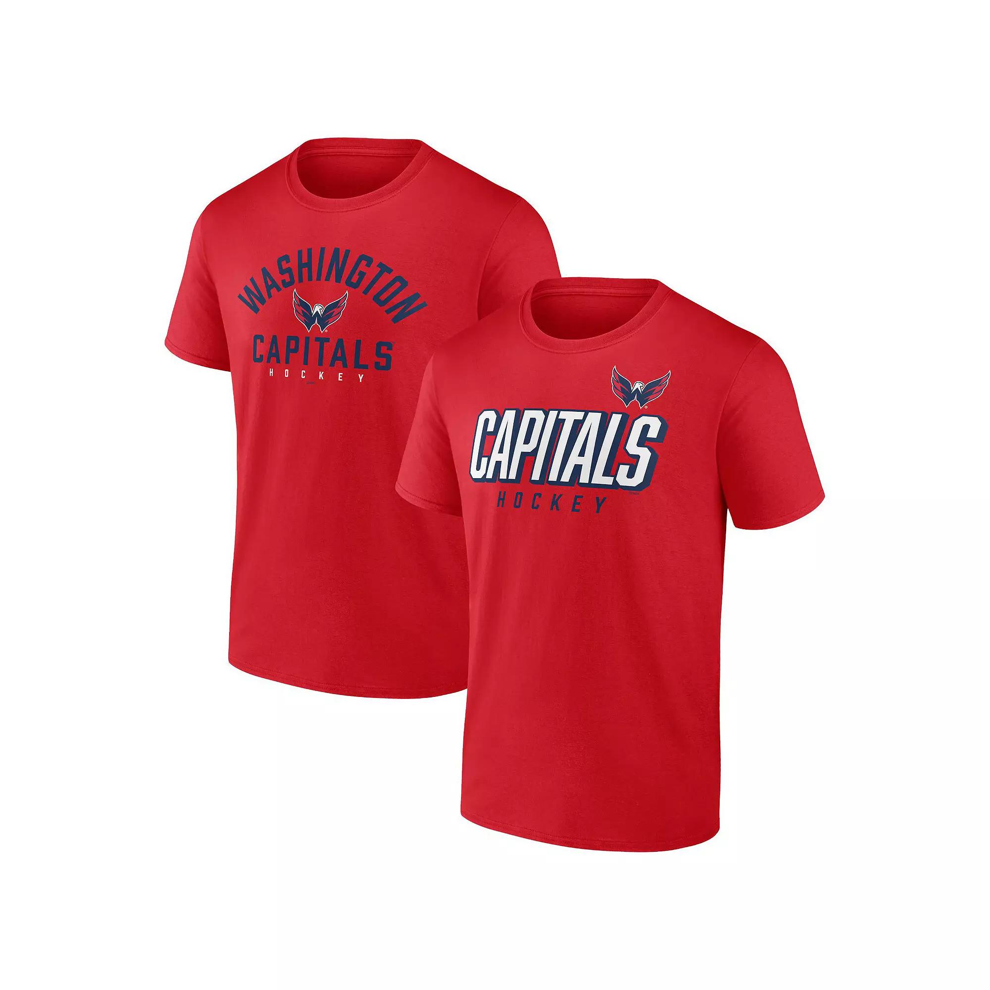 Men's Fanatics Branded Red Washington Capitals Wordmark Two-Pack T-Shirt Set,  Product Image