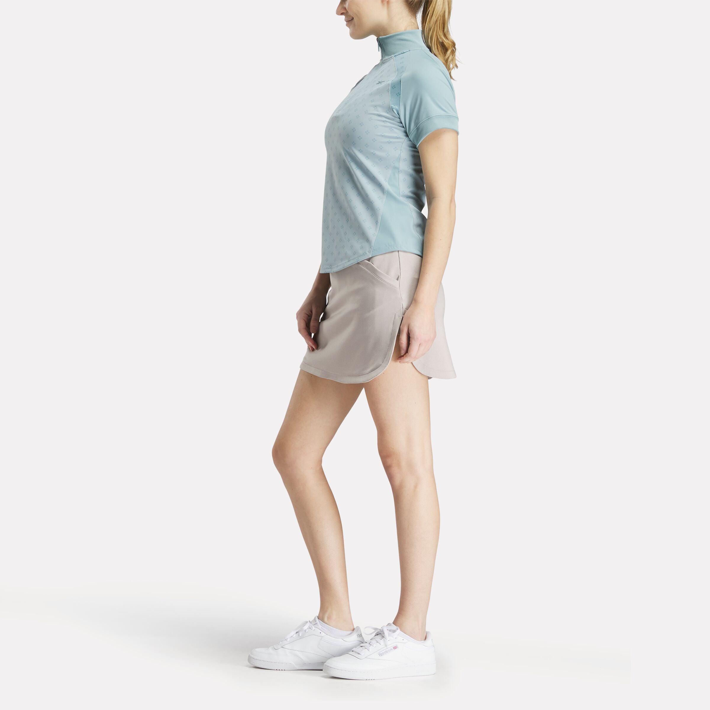 Women's Short Sleeve 1/4 Zip Mini Argyle Print Top Female Product Image