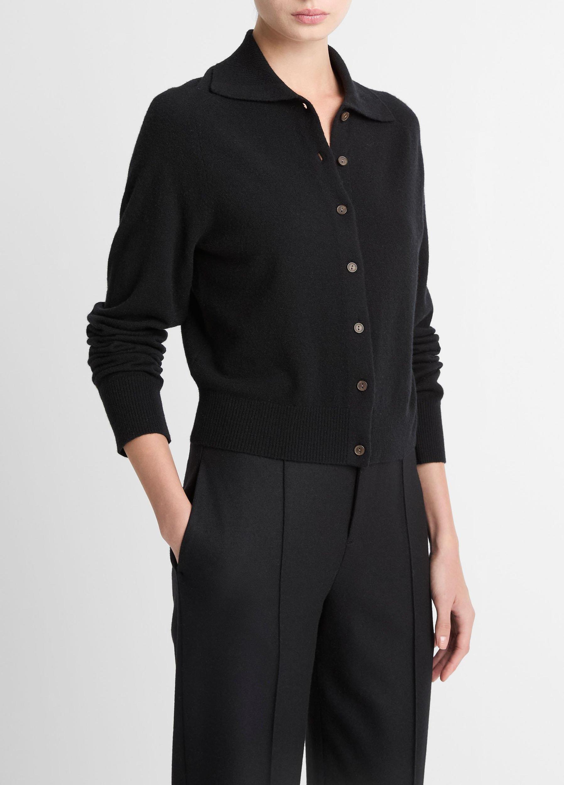 Wool & Cashmere-Blend Polo Cardigan Product Image