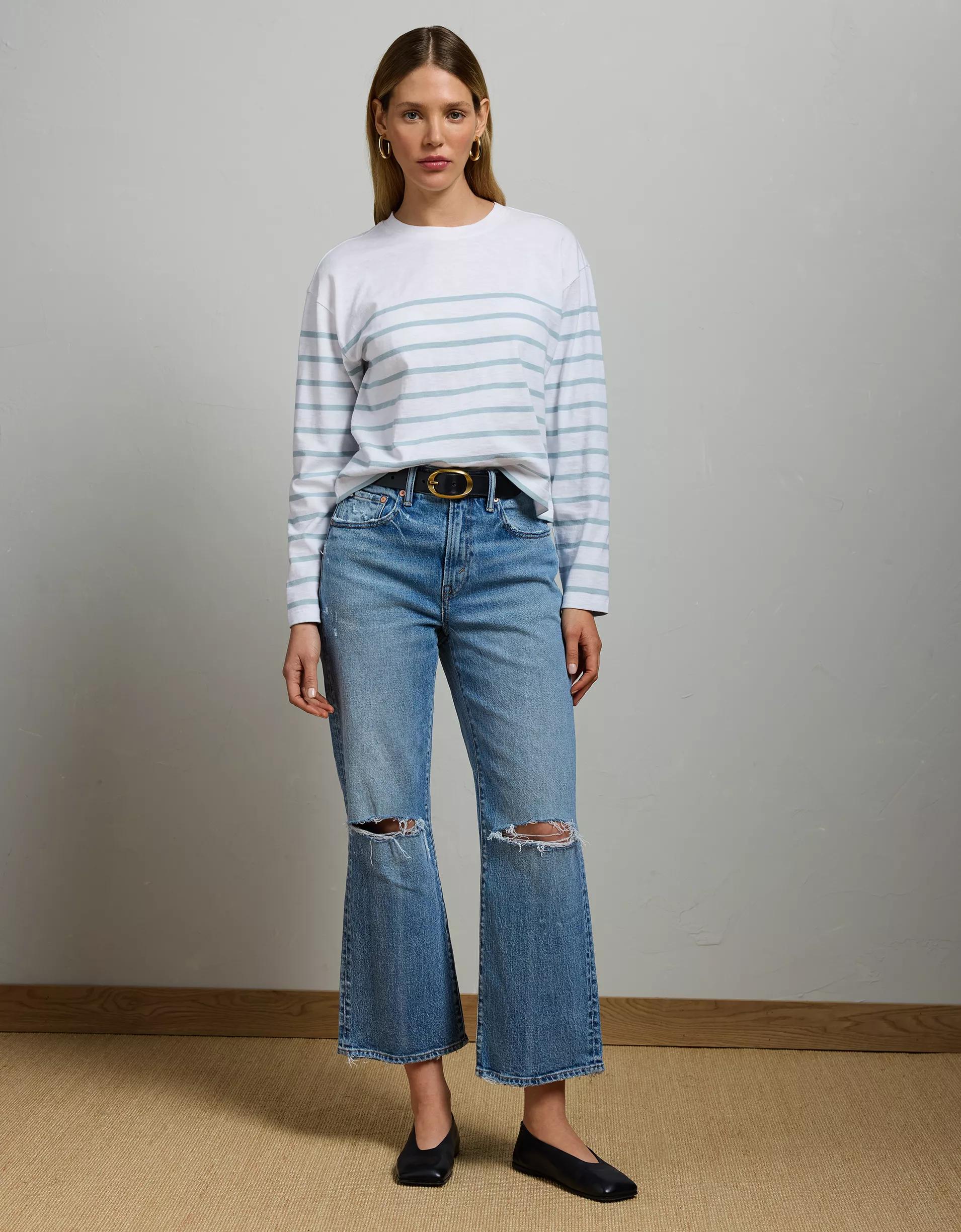 AE77 Premium Bootcut Crop Jean Product Image