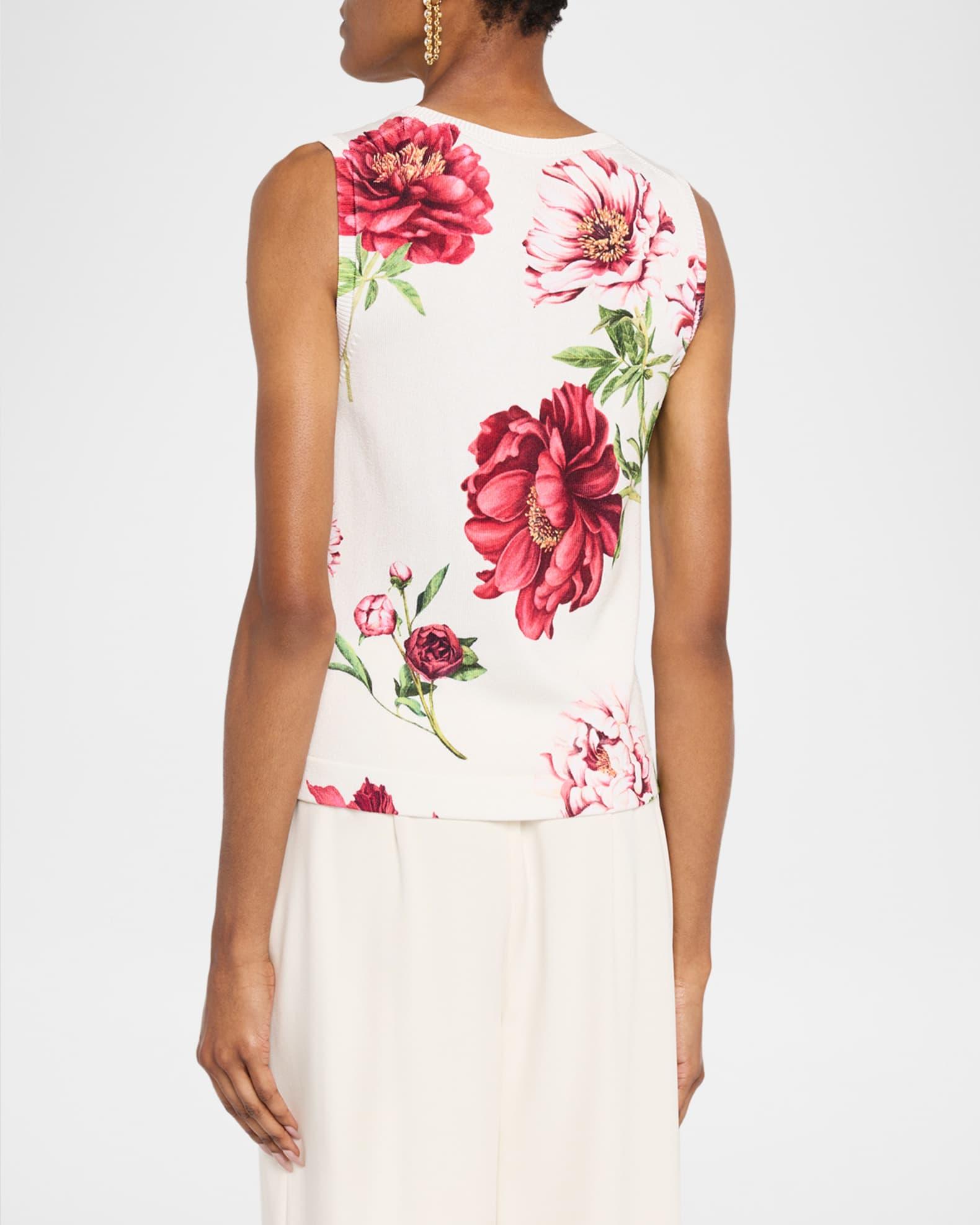 Sleeveless Peony Print Twinset Tank Top Product Image