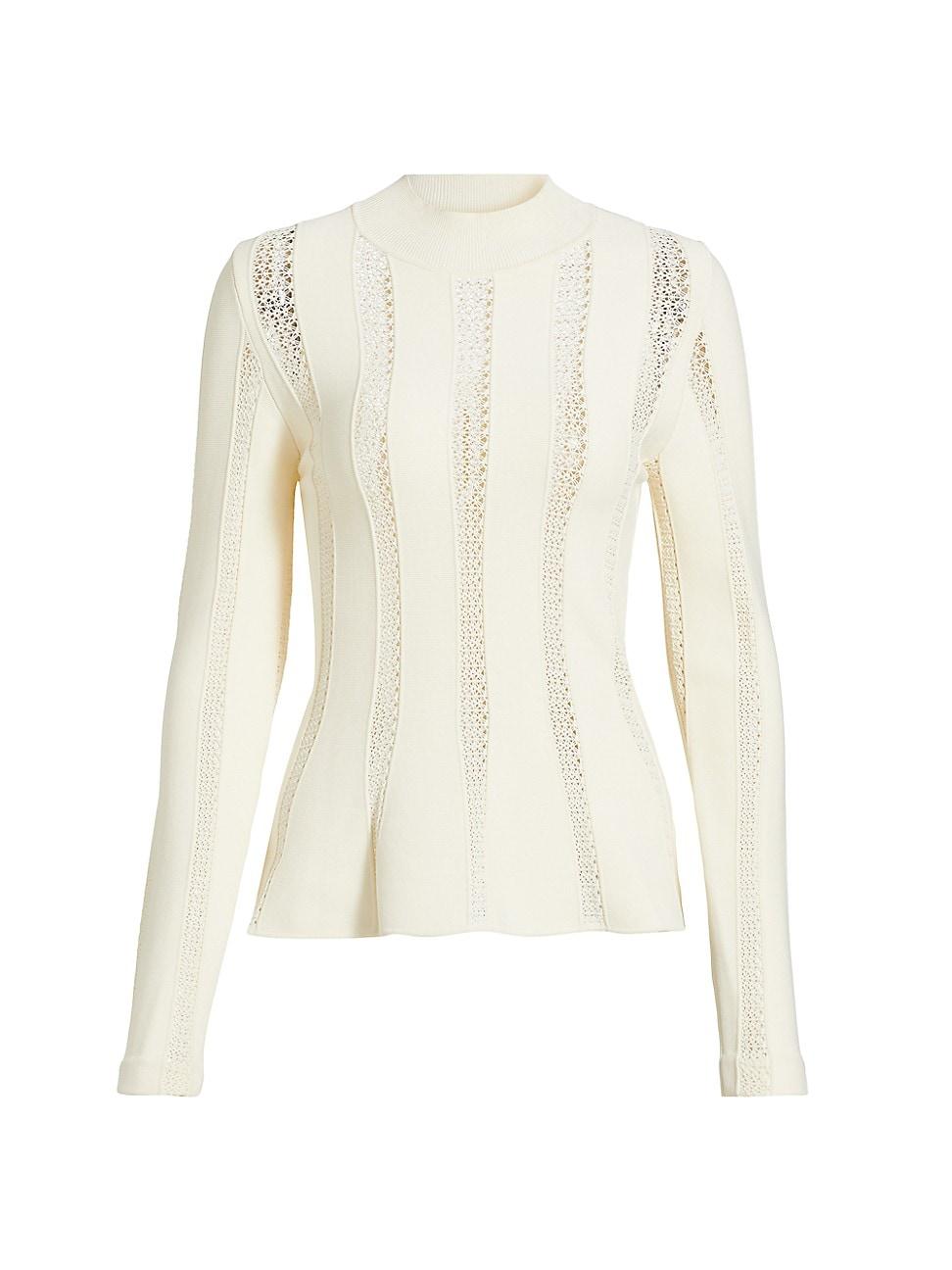 Womens Devon Knit Inset Lace Peplum Top Product Image