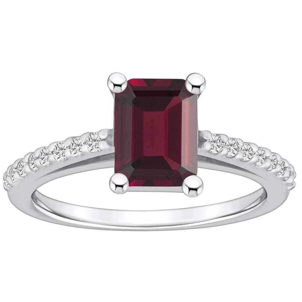 Alyson Layne 10k White Gold Emerald Cut Gemstone 1/5 Carat T.W. Diamond Ring, Women's, Size: 6, Red Product Image