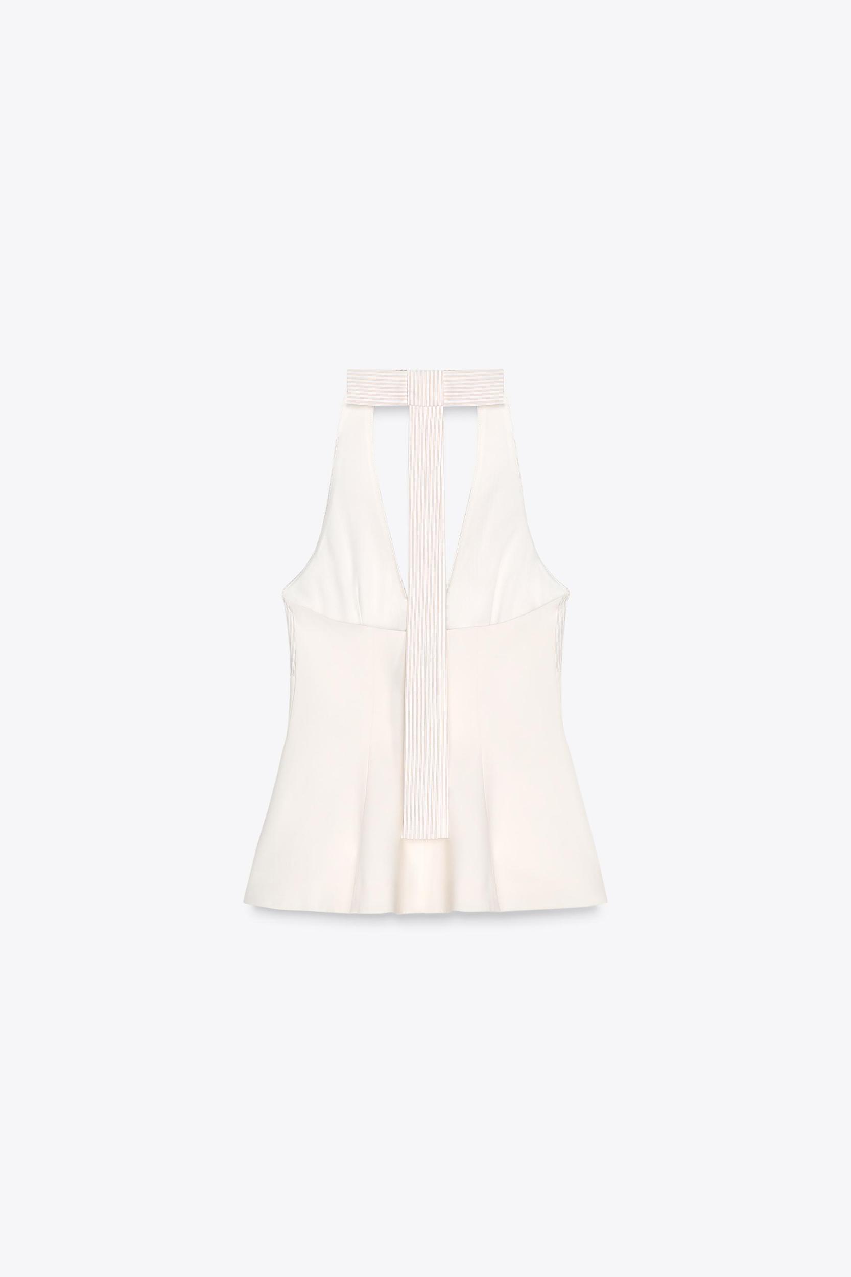 STRIPED COMBINATION HALTER TOP Product Image