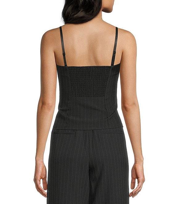 Evolutionary Pinstripe Sleeveless Bow Front Top Product Image