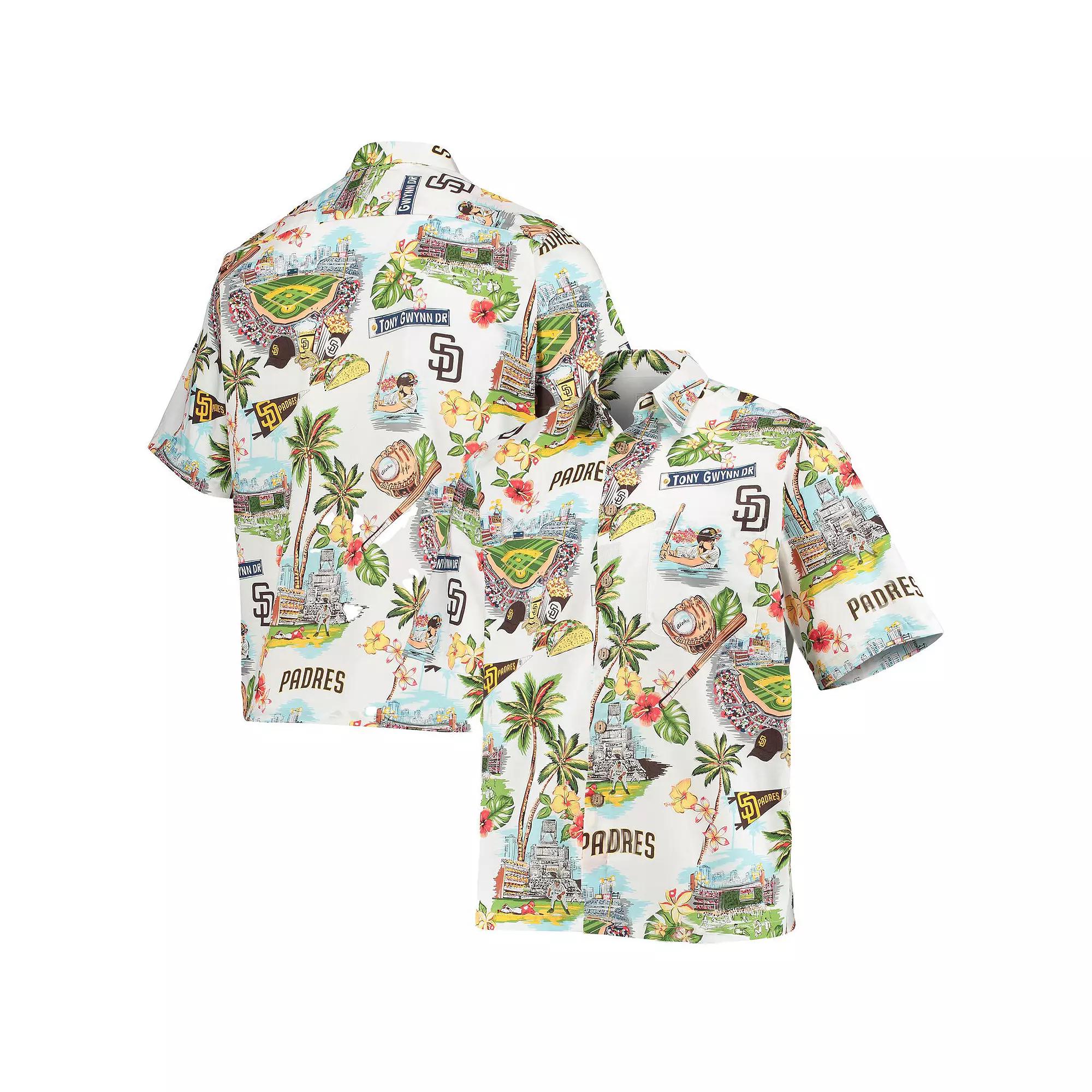 Men's Reyn Spooner White San Diego Padres Scenic Logo Button-Up Shirt,  Product Image