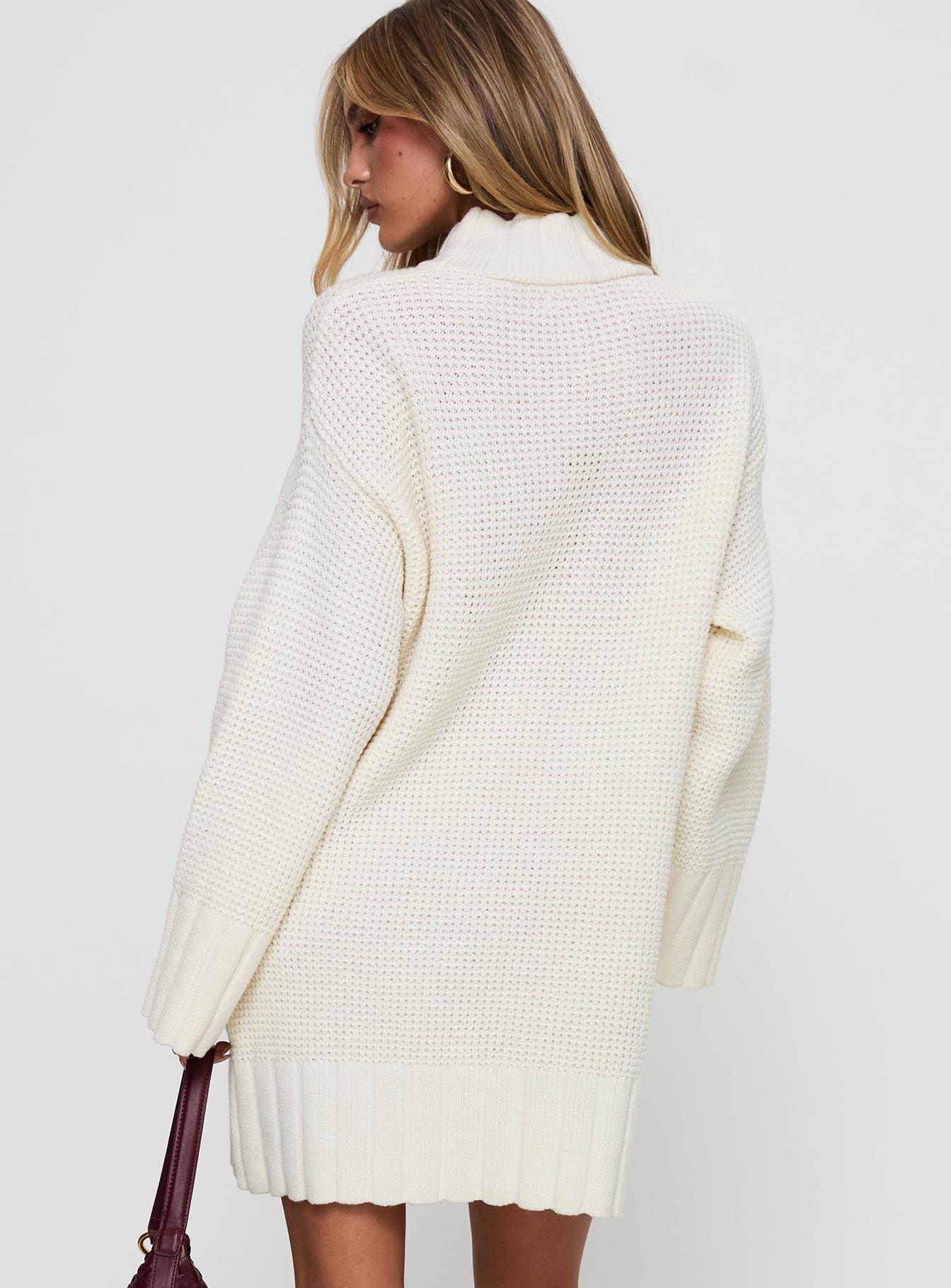 Tarin Knit Mini Dress Cream Product Image